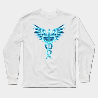 Blue Caduceus Symbol Long Sleeve T-Shirt